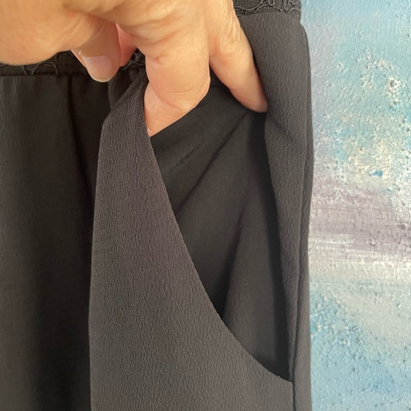 Xhilaration Wide Leg Jumpsuit w Lace Top Black-Medium - Picture 9 of 16